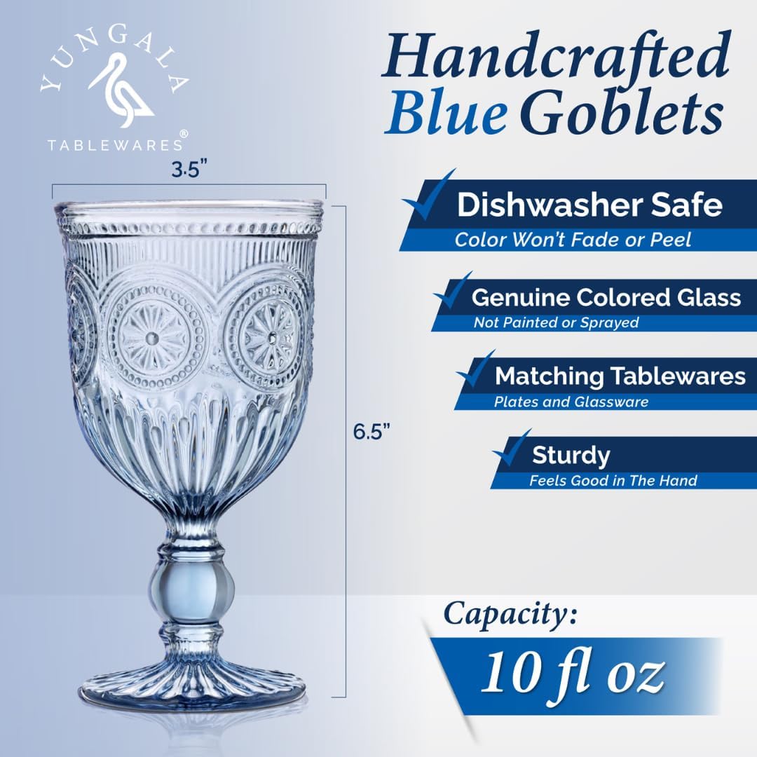 Blue Sunflower Wine Glasses