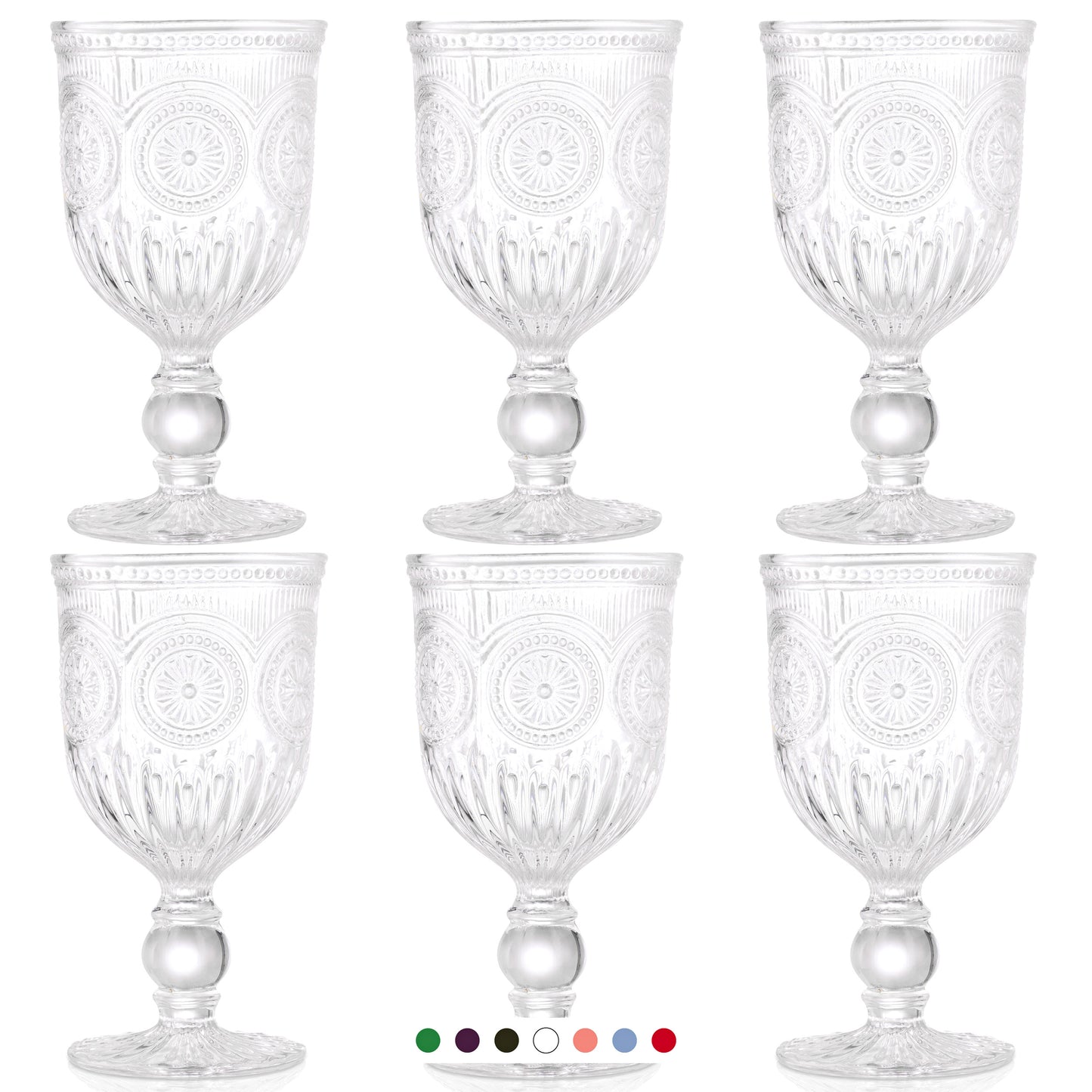 Clear Sunflower Wine Glasses