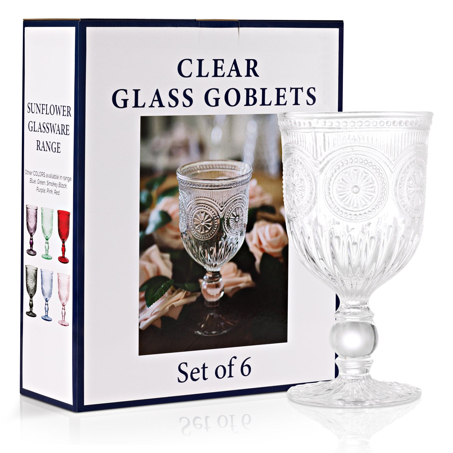 Clear Sunflower Wine Glasses