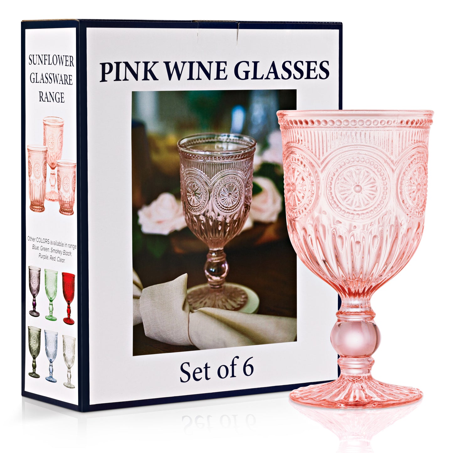 Pink Sunflower Wine Glasses