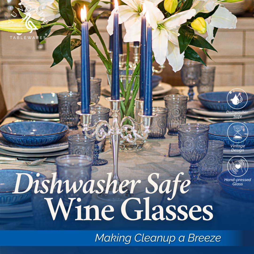 Blue Sunflower Wine Glasses