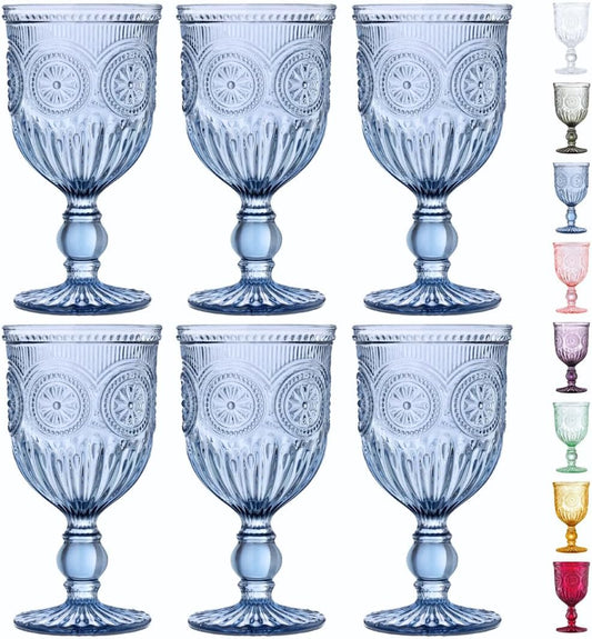 Blue Sunflower Wine Glasses