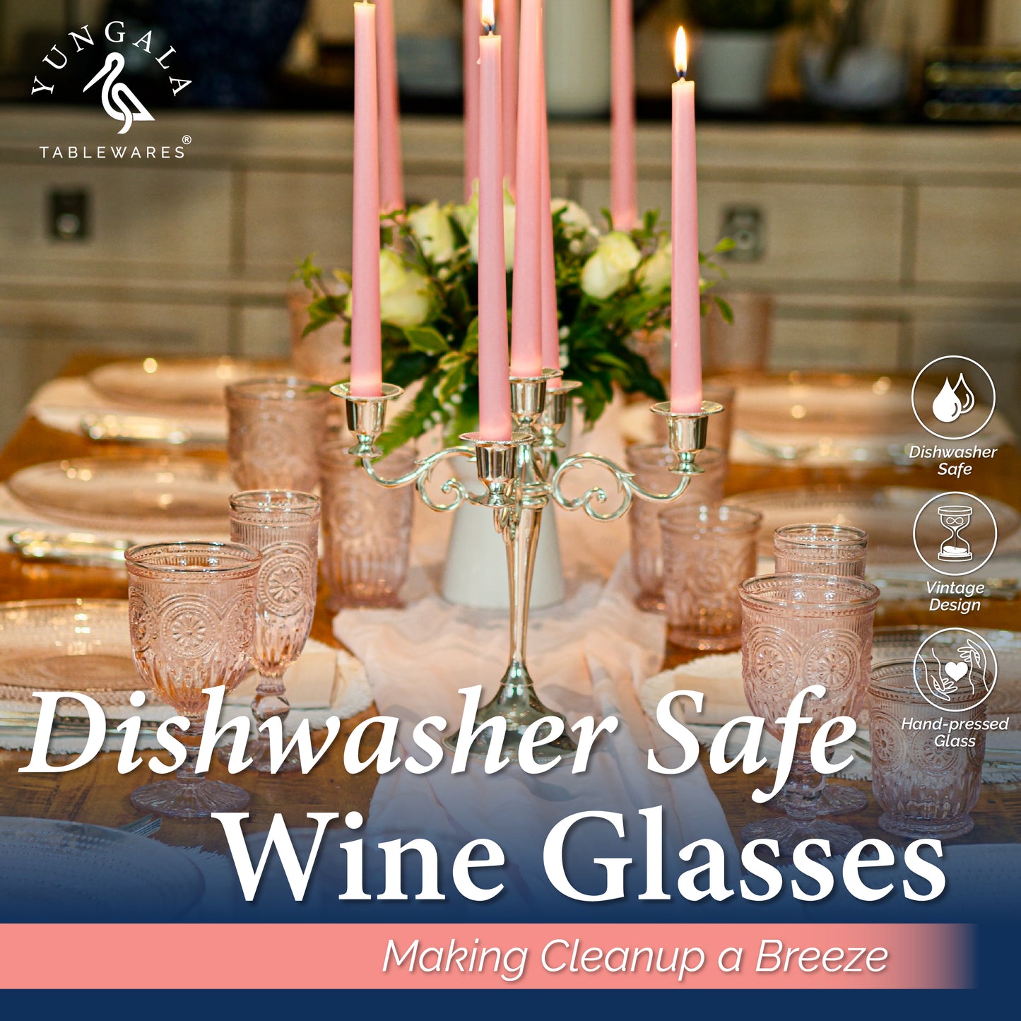 Pink Wine Glasses - Vintage Embossed Colored Glass