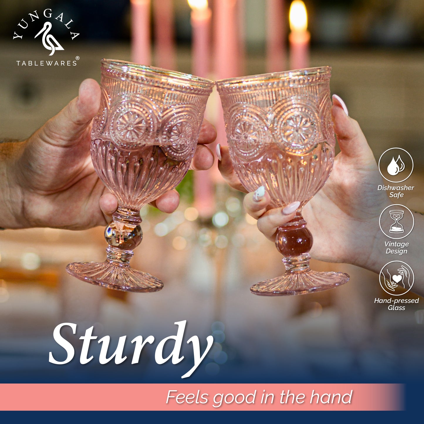 Pink Wine Glasses - Vintage Embossed Colored Glass