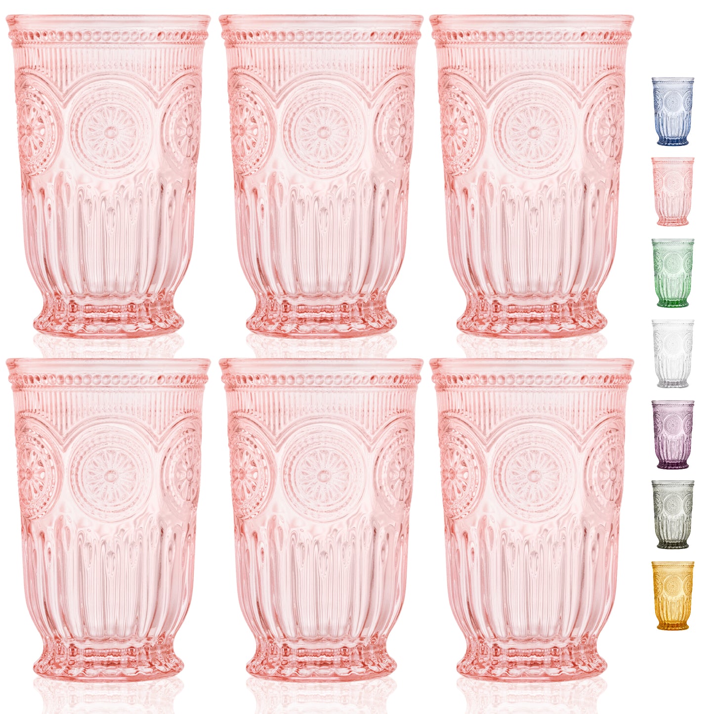 Pink Highball Glasses (Tall Tumblers)