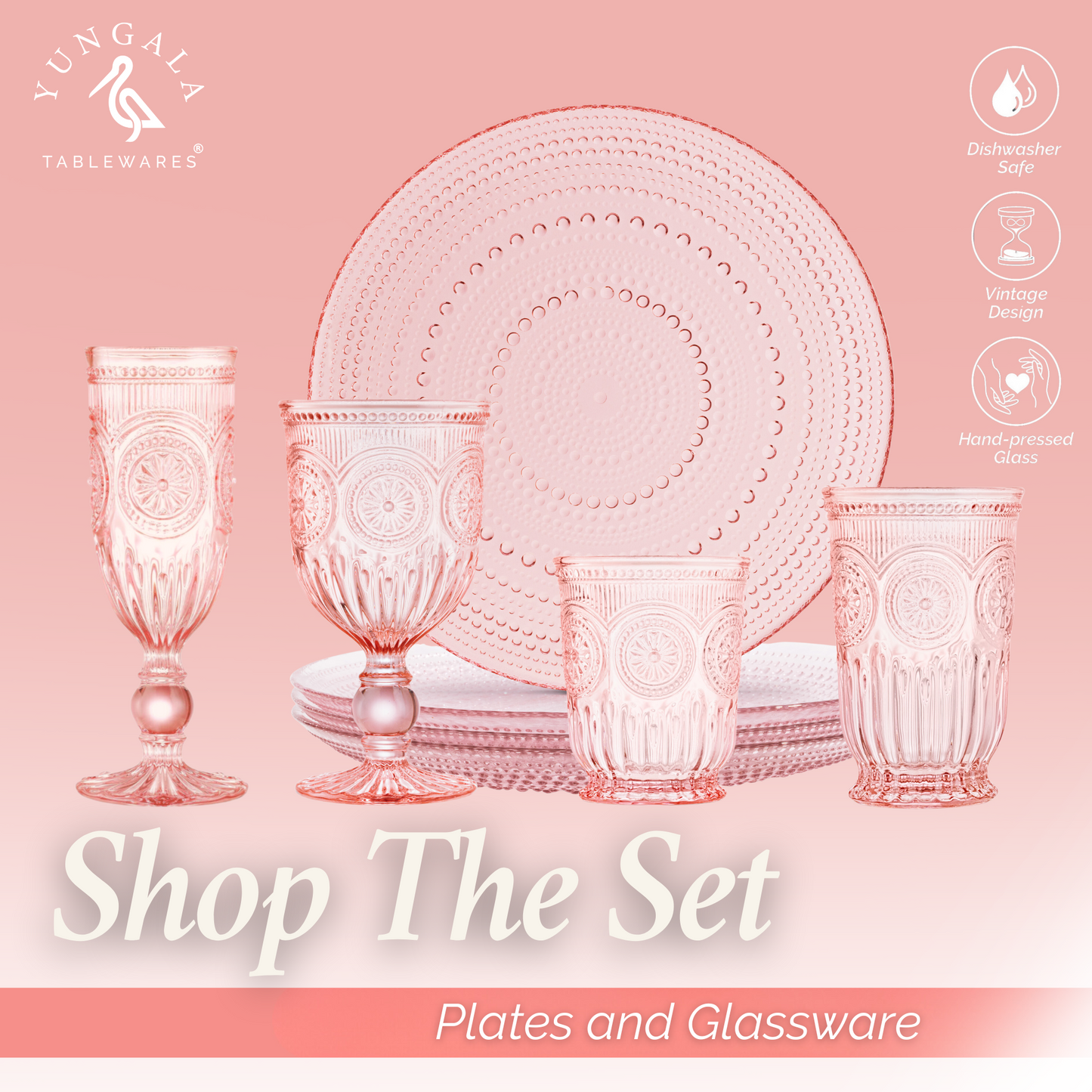 Pink Highball Glasses (Tall Tumblers)