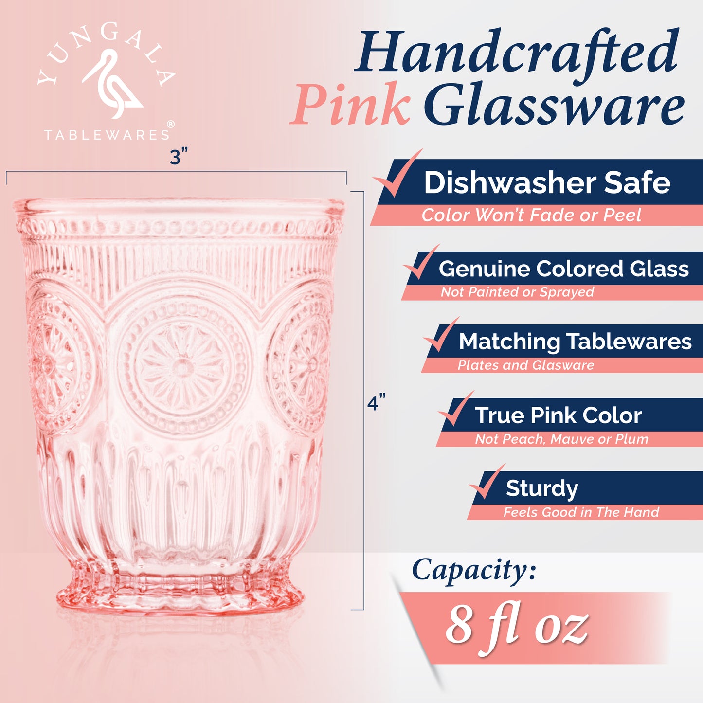 Pink Water Glasses (Small Tumblers)