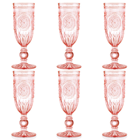 Pink Sunflower Champagne Flutes