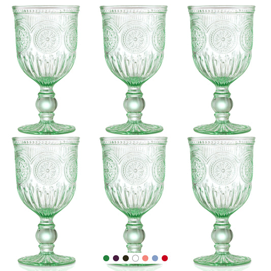 Green Sunflower Wine Glasse