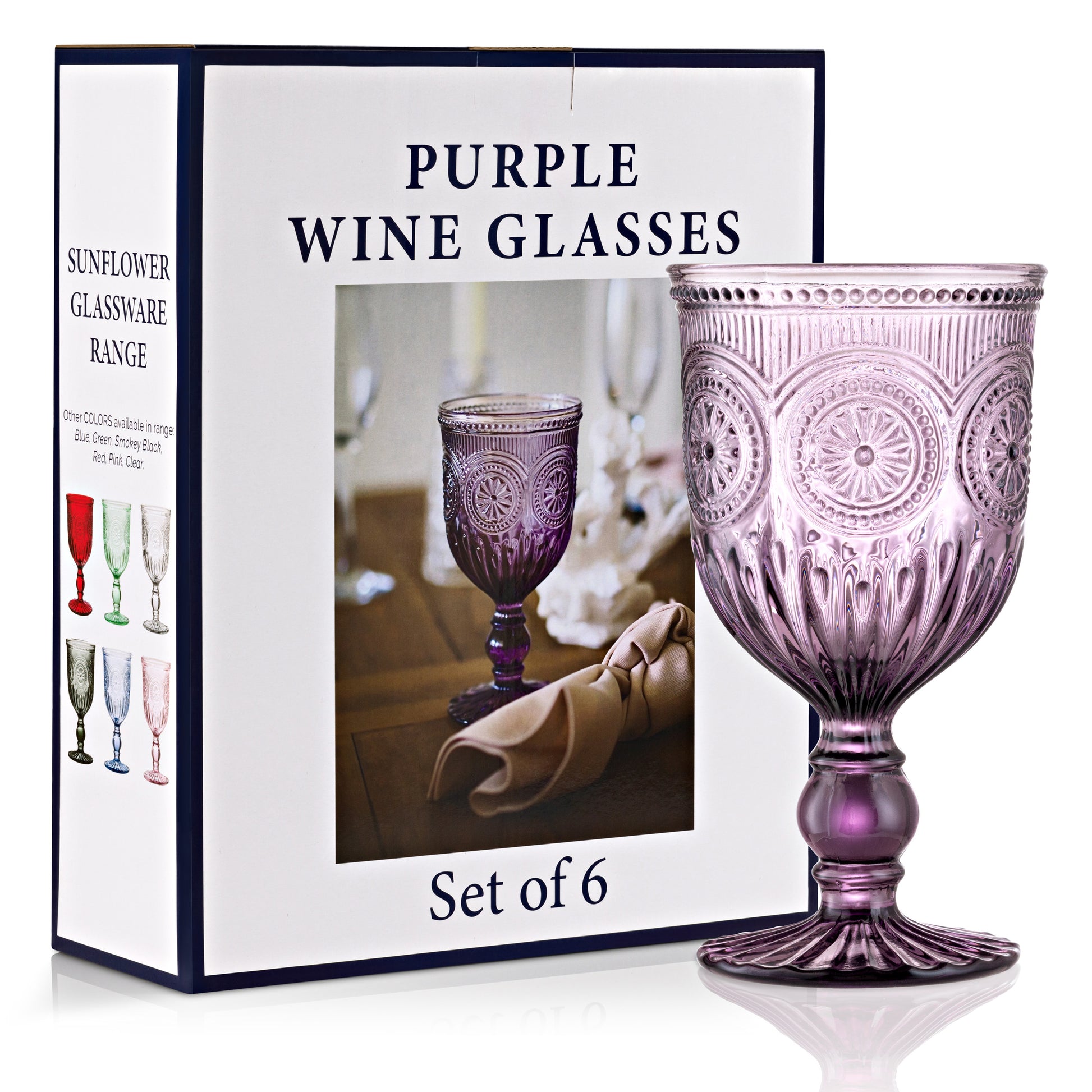 Bright Colors Clear Drinking Glasses Set