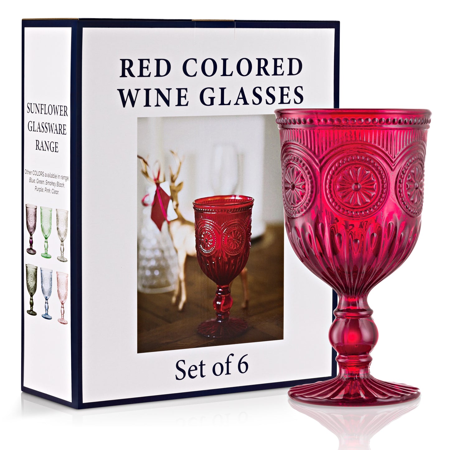 Red Sunflower Wine Glasses